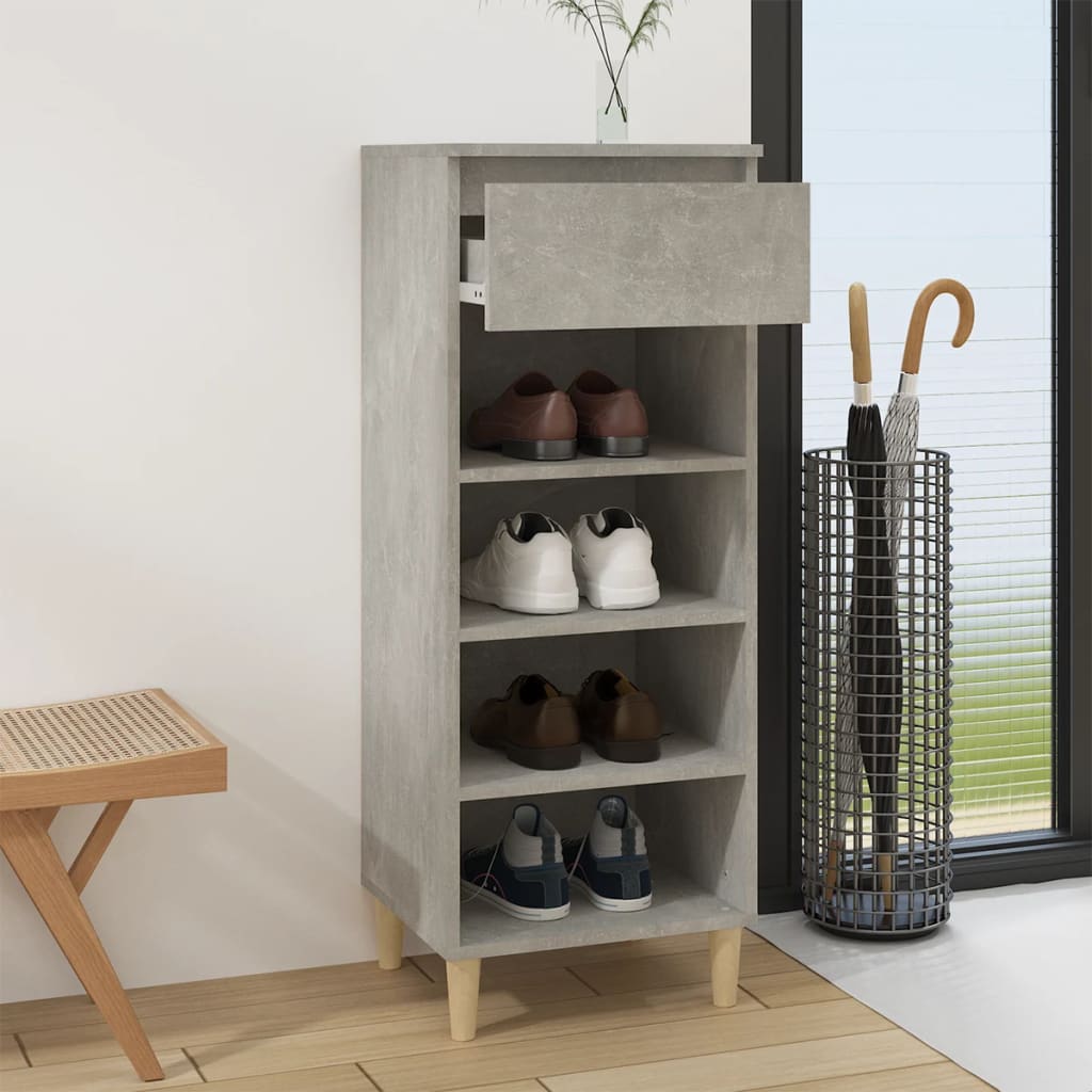 Shoe Cabinet Concrete Grey 40x36x105 cm Wood Material