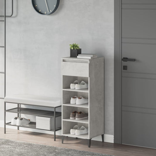 Étagère à chaussures gris béton 40x36x105 cm en bois