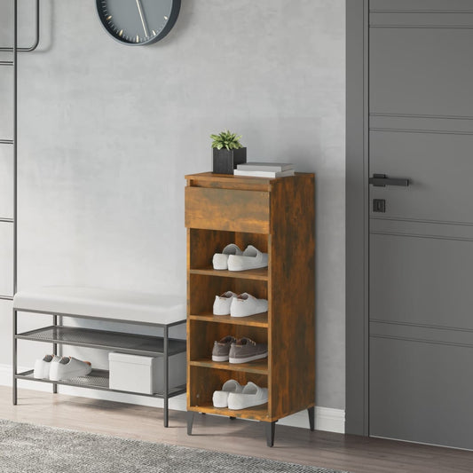 Shoe rack smoked oak 40x36x105 cm wood material
