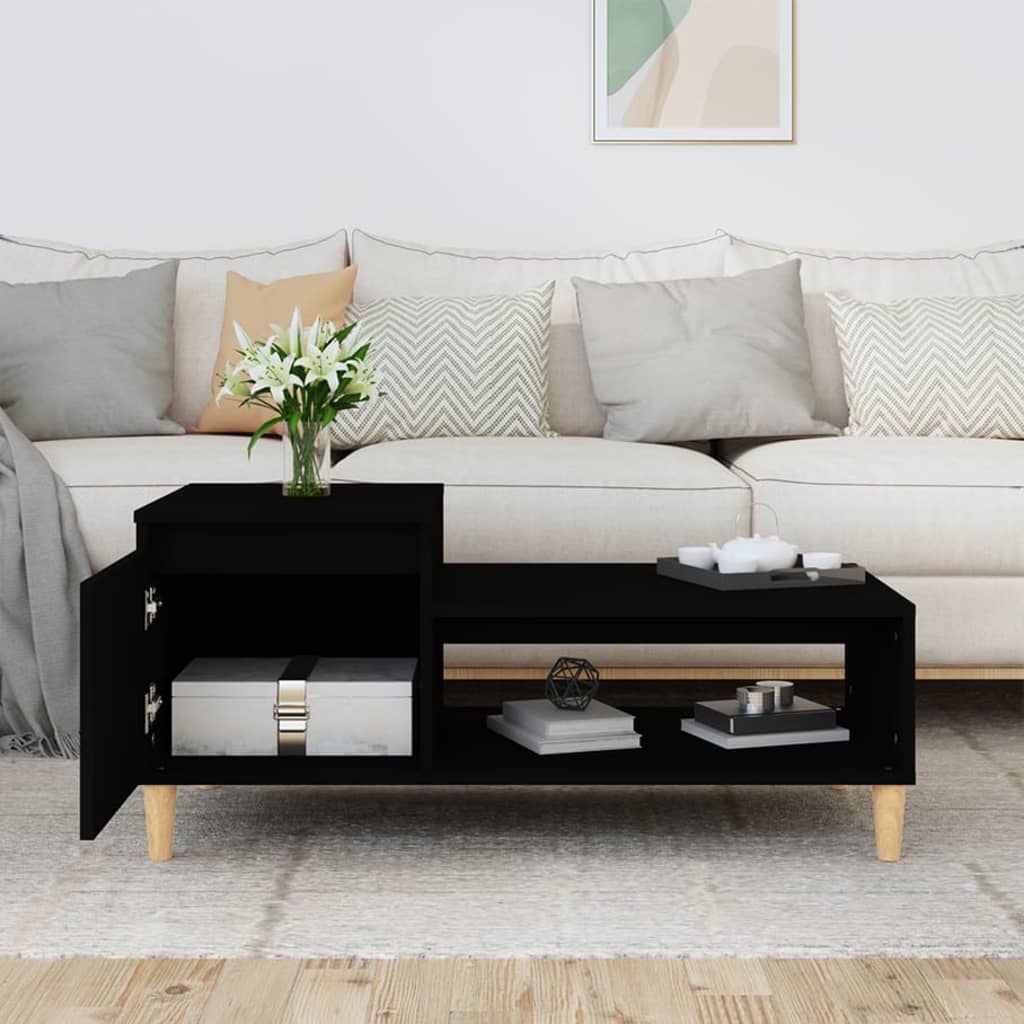 Coffee Table Black 100x50x45 cm Wood Material