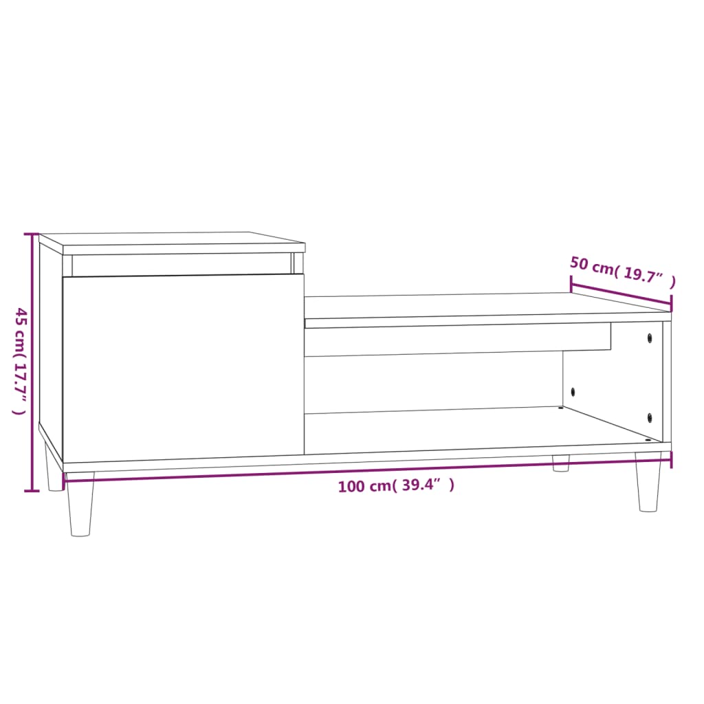 Coffee Table Black 100x50x45 cm Wood Material