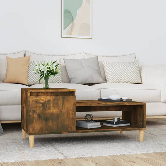 Table basse chêne fumé 100x50x45 cm en bois
