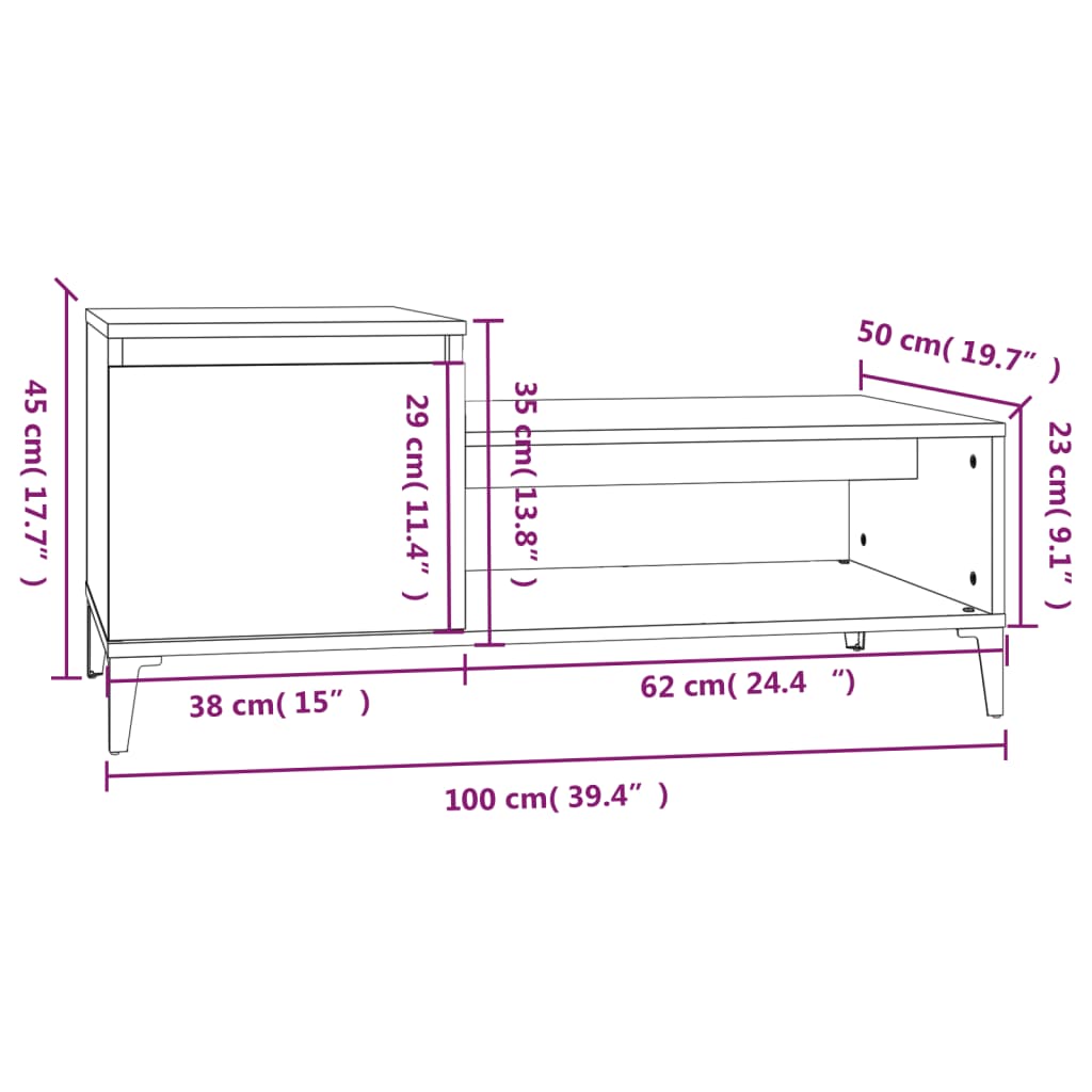 Coffee Table White 100x50x45 cm Wood Material