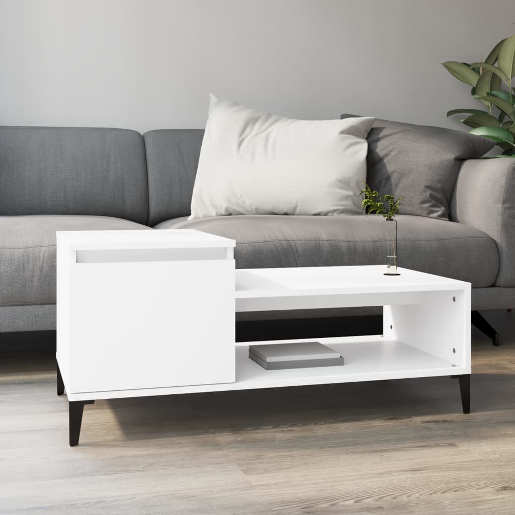 Coffee Table White 100x50x45 cm Wood Material