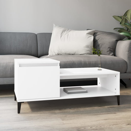 Table basse blanche 100x50x45 cm en bois