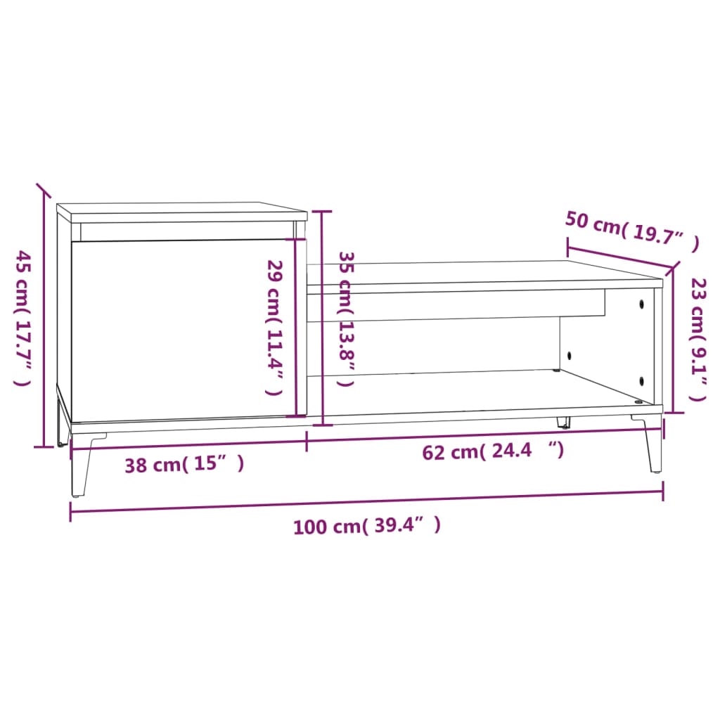 Coffee Table Black 100x50x45 cm Wood Material