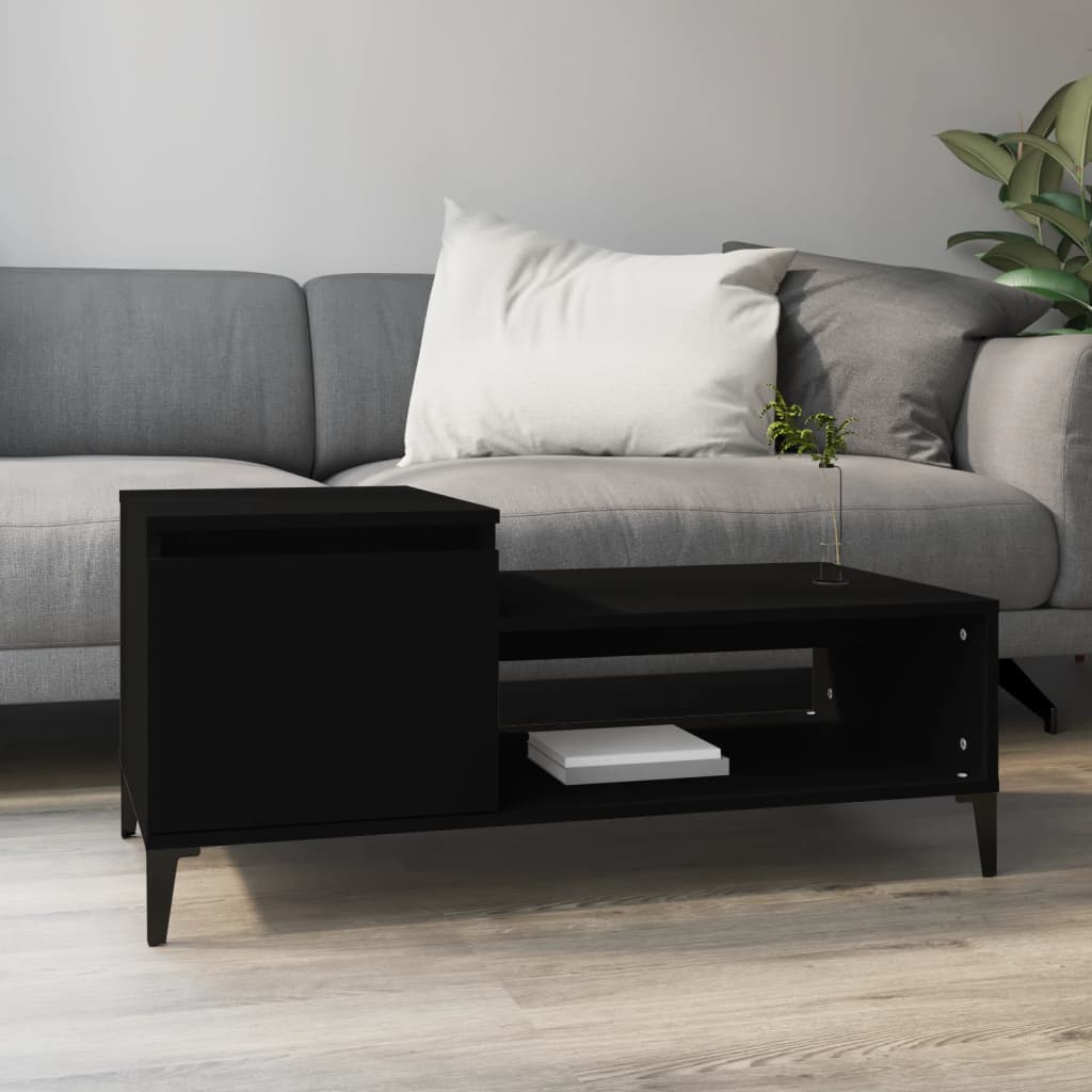 Coffee Table Black 100x50x45 cm Wood Material