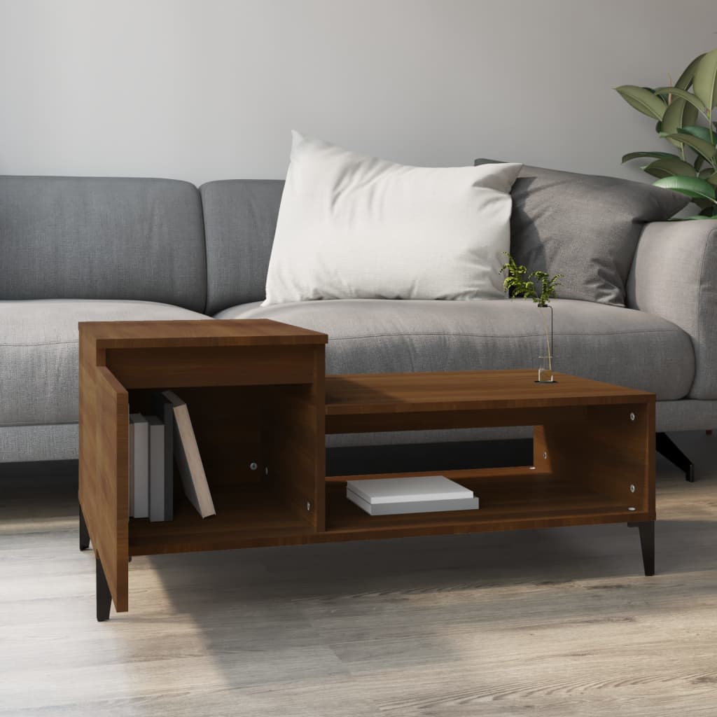 Coffee Table Brown Oak Look 100x50x45 cm Wood Material