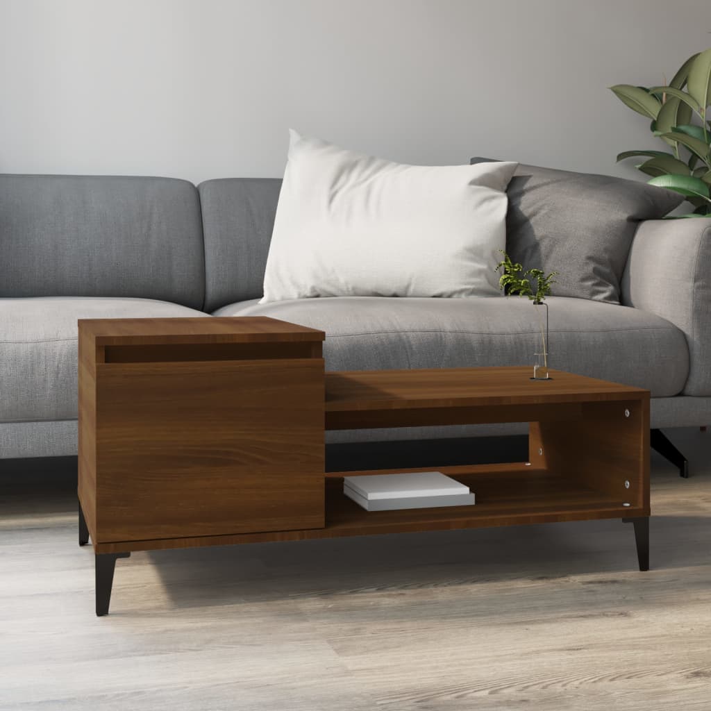 Coffee Table Brown Oak Look 100x50x45 cm Wood Material