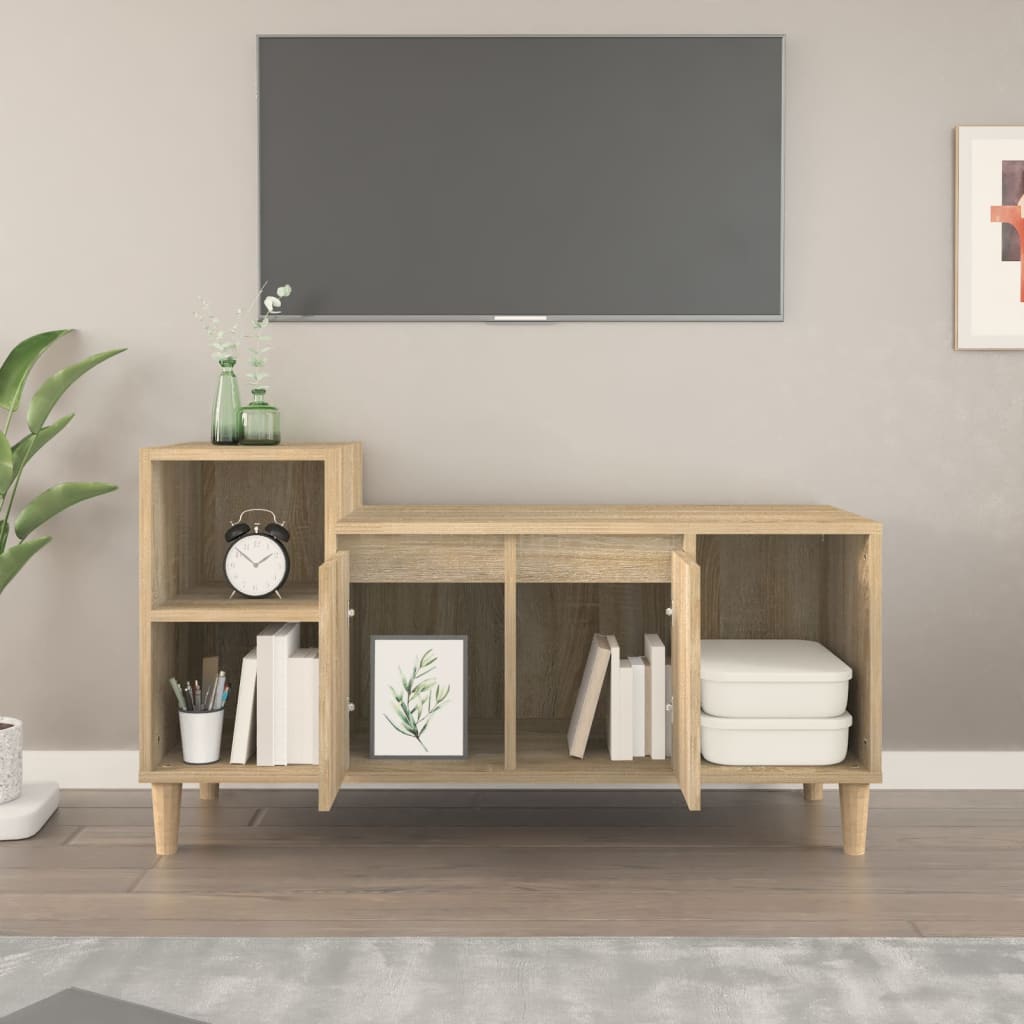 Meuble TV chêne Sonoma 100x35x55 cm matériau bois