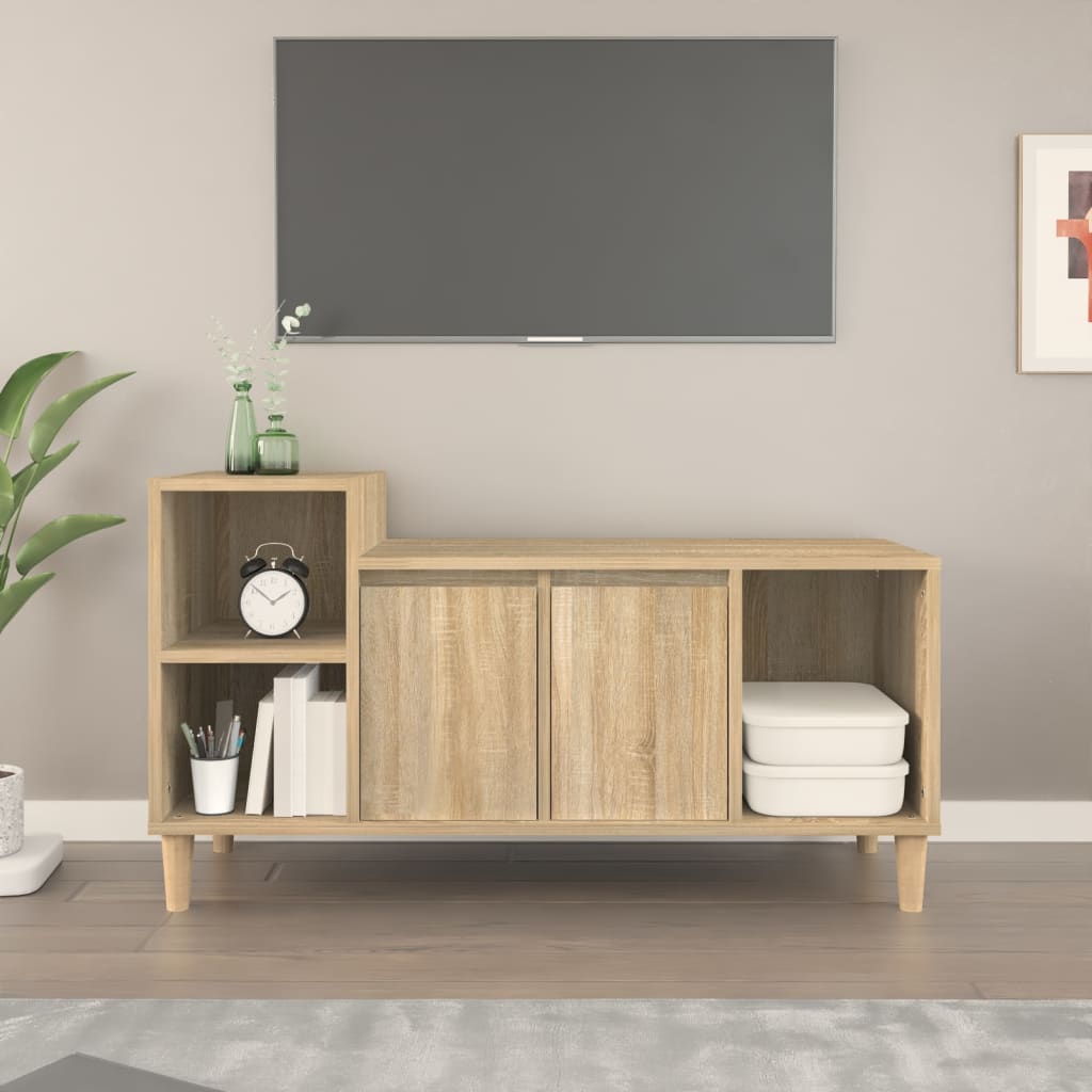 Meuble TV chêne Sonoma 100x35x55 cm matériau bois