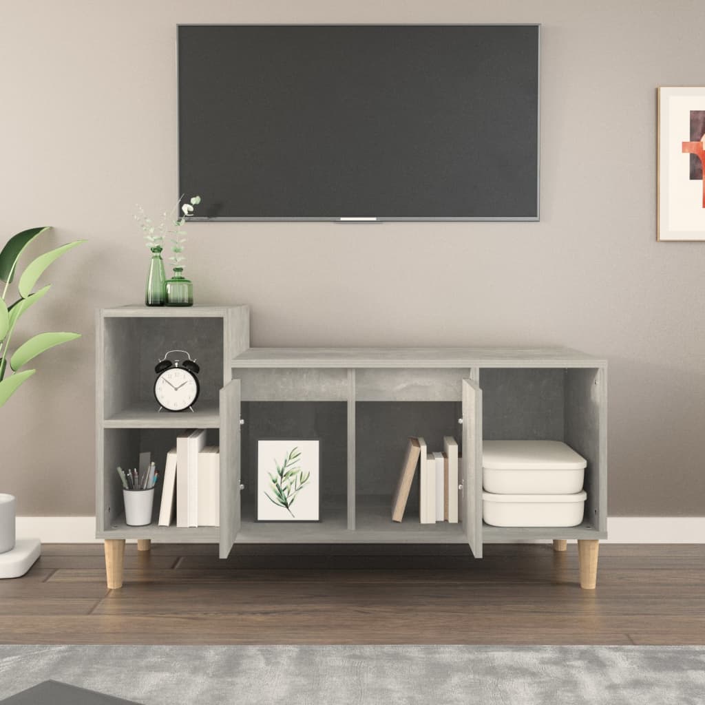 Meuble TV gris béton 100x35x55 cm en bois