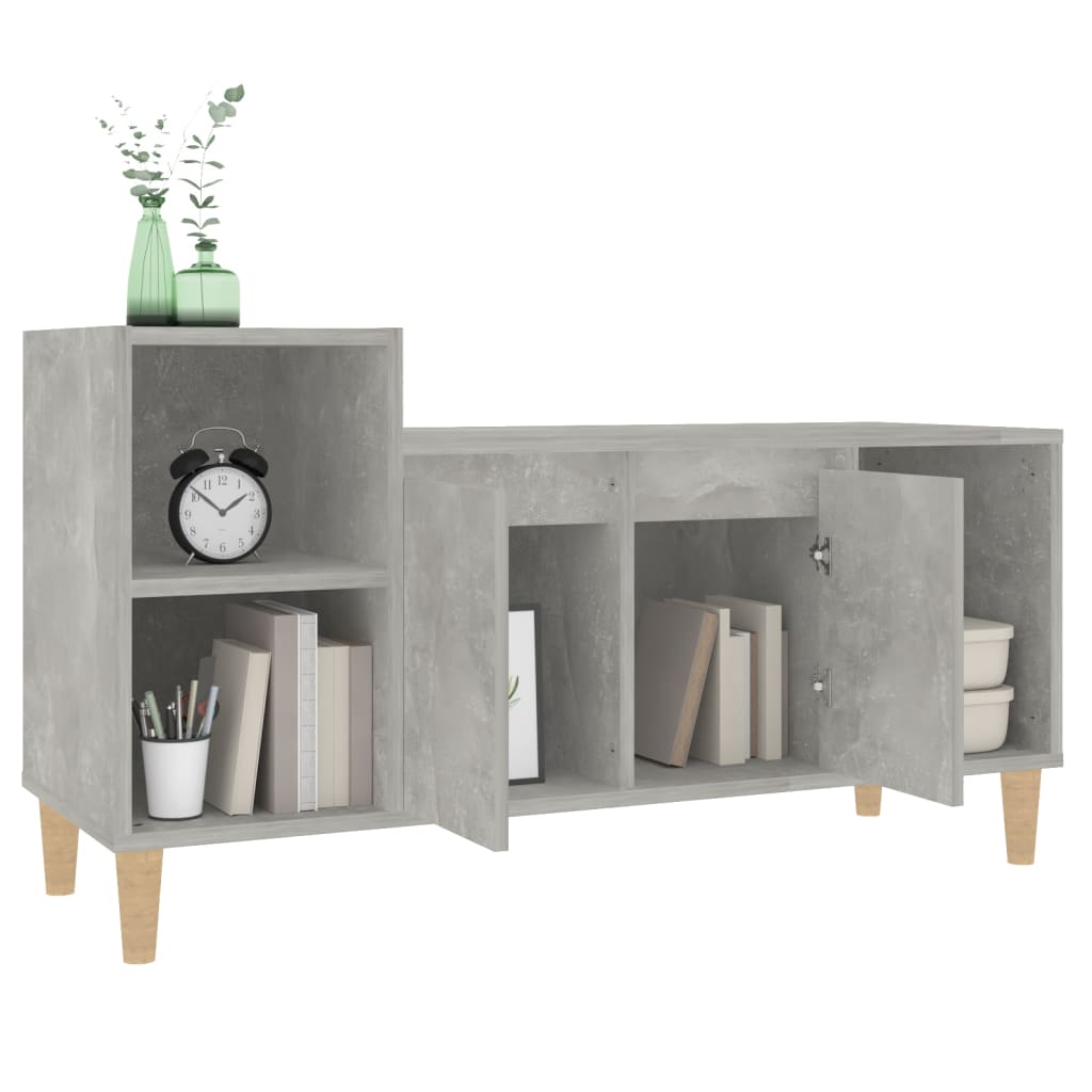 Meuble TV gris béton 100x35x55 cm en bois