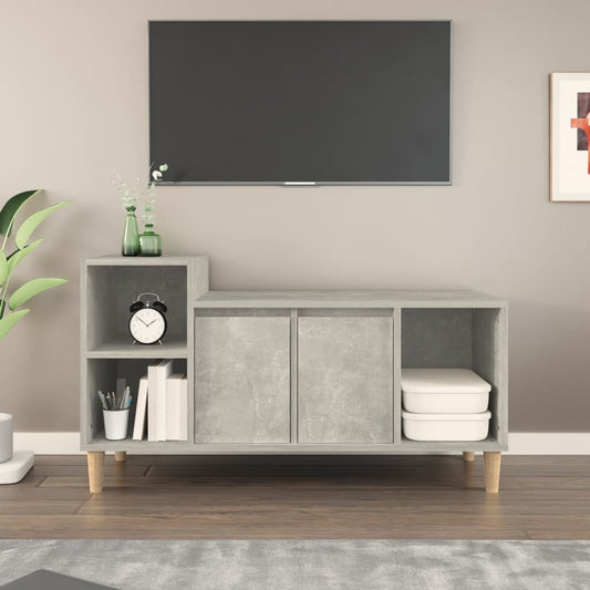 Meuble TV gris béton 100x35x55 cm en bois