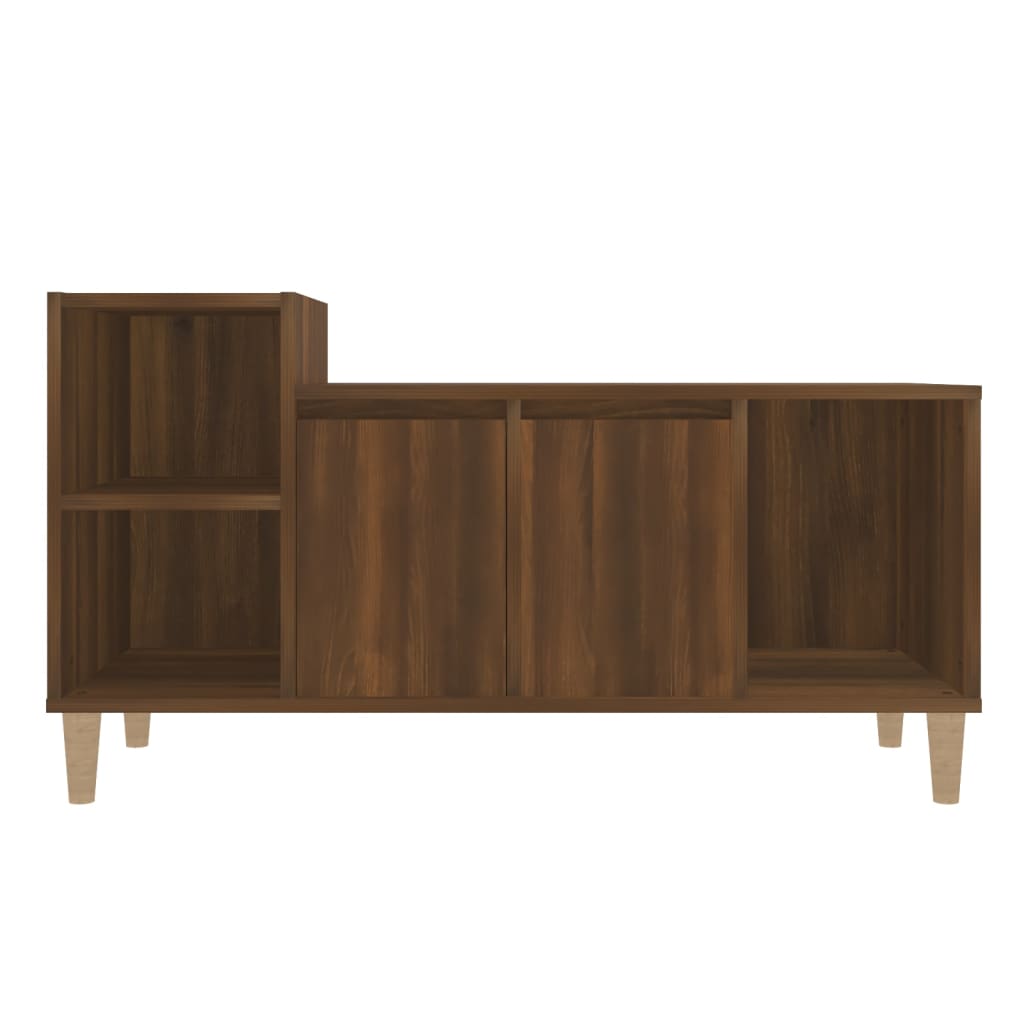 Meuble TV aspect chêne marron 100x35x55 cm matériau bois