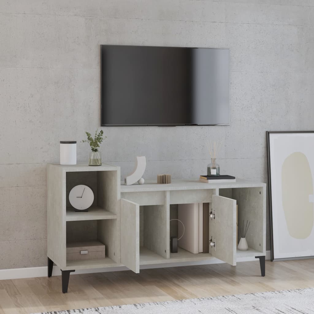 Meuble TV gris béton 100x35x55 cm en bois