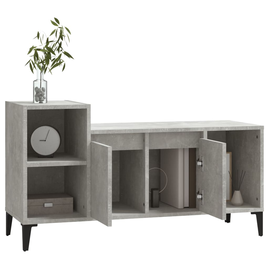 Meuble TV gris béton 100x35x55 cm en bois