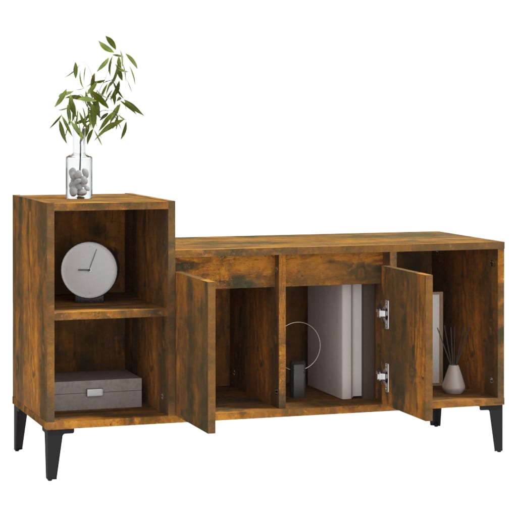 Meuble TV chêne fumé 100x35x55 cm matériau bois