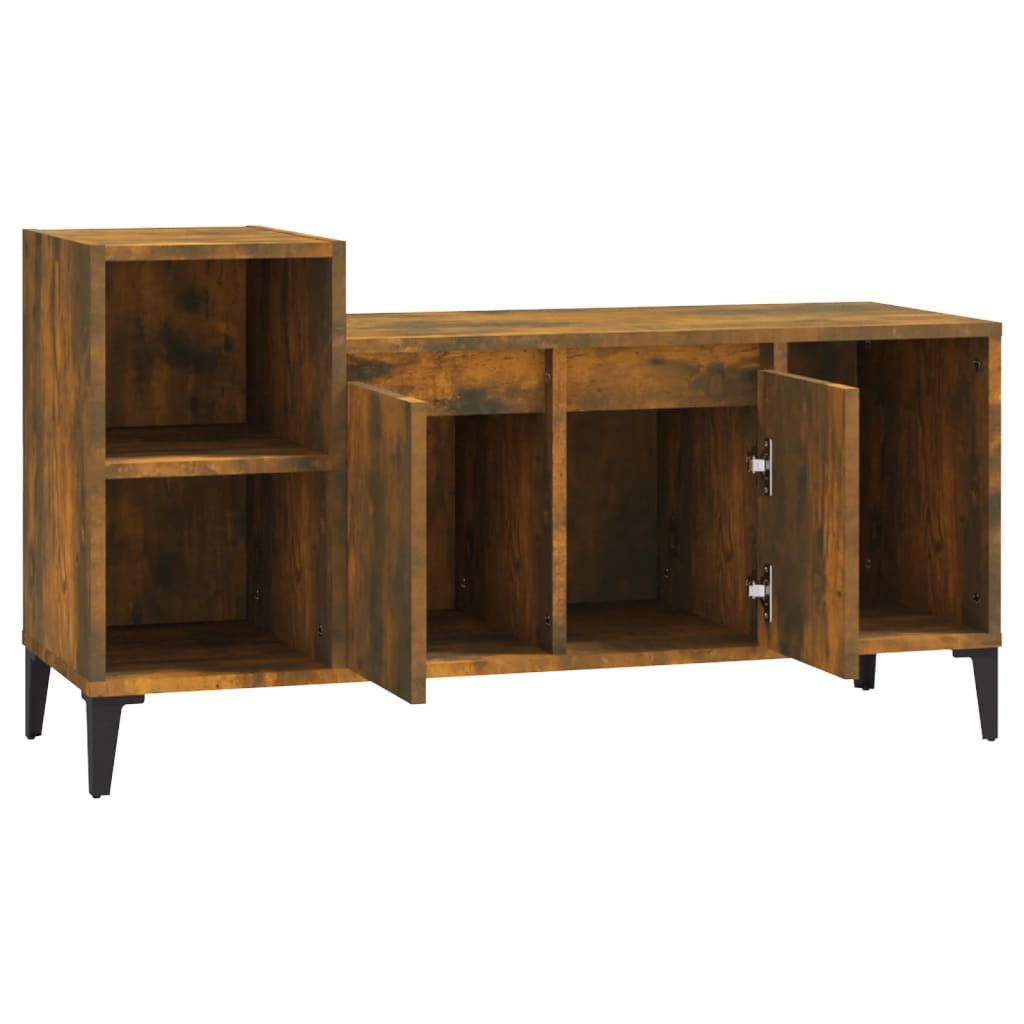 Meuble TV chêne fumé 100x35x55 cm matériau bois