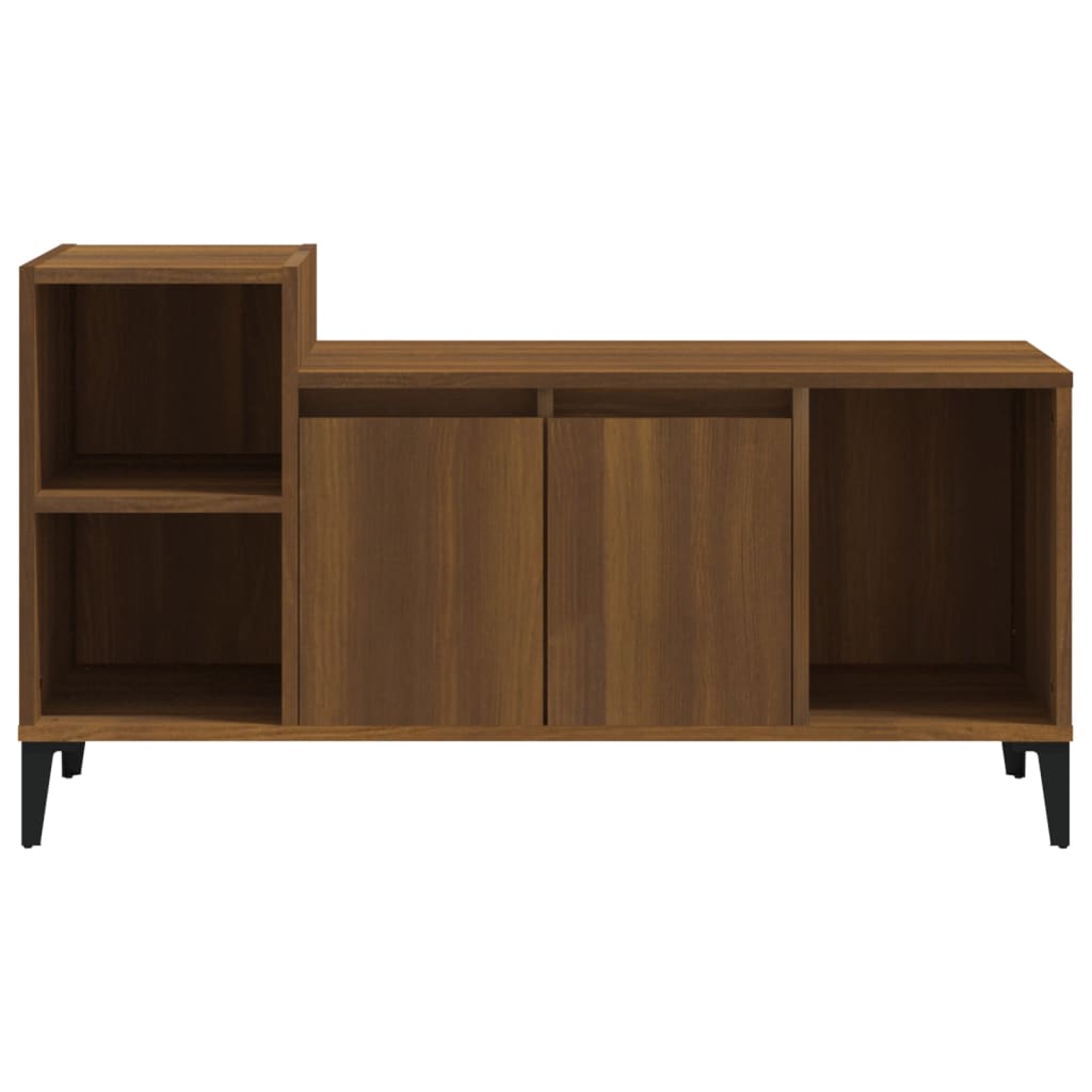 Meuble TV aspect chêne marron 100x35x55 cm matériau bois