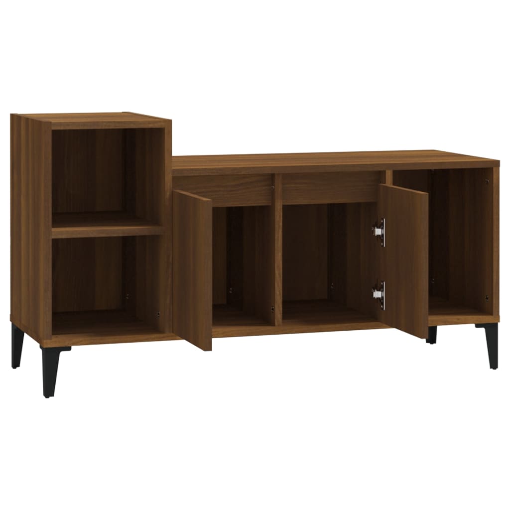 Meuble TV aspect chêne marron 100x35x55 cm matériau bois