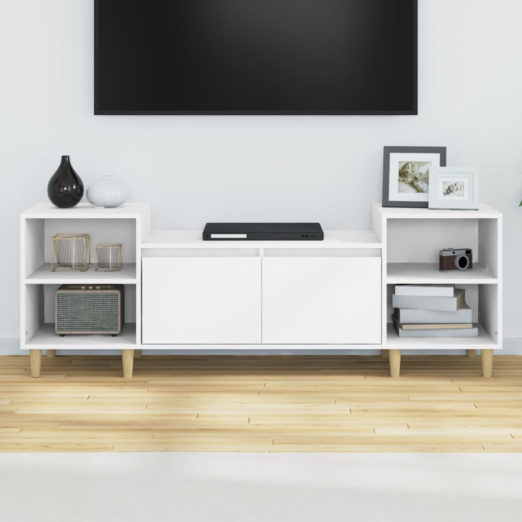 Meuble TV blanc 160x35x55 cm en bois