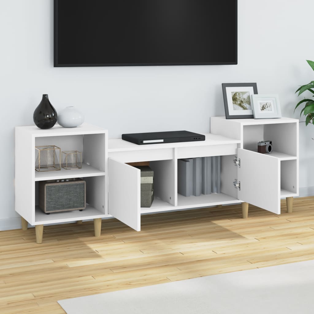 Meuble TV blanc 160x35x55 cm en bois