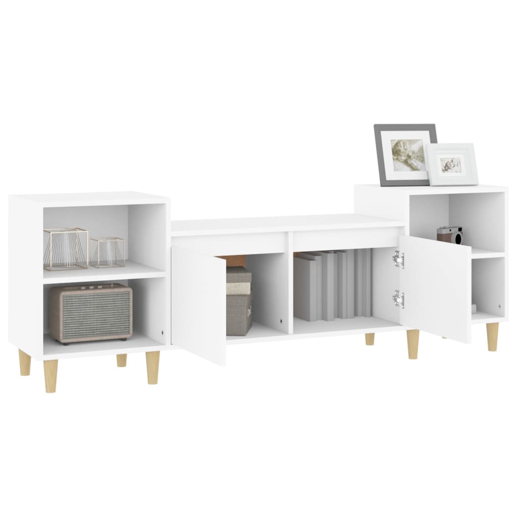 Meuble TV blanc 160x35x55 cm en bois