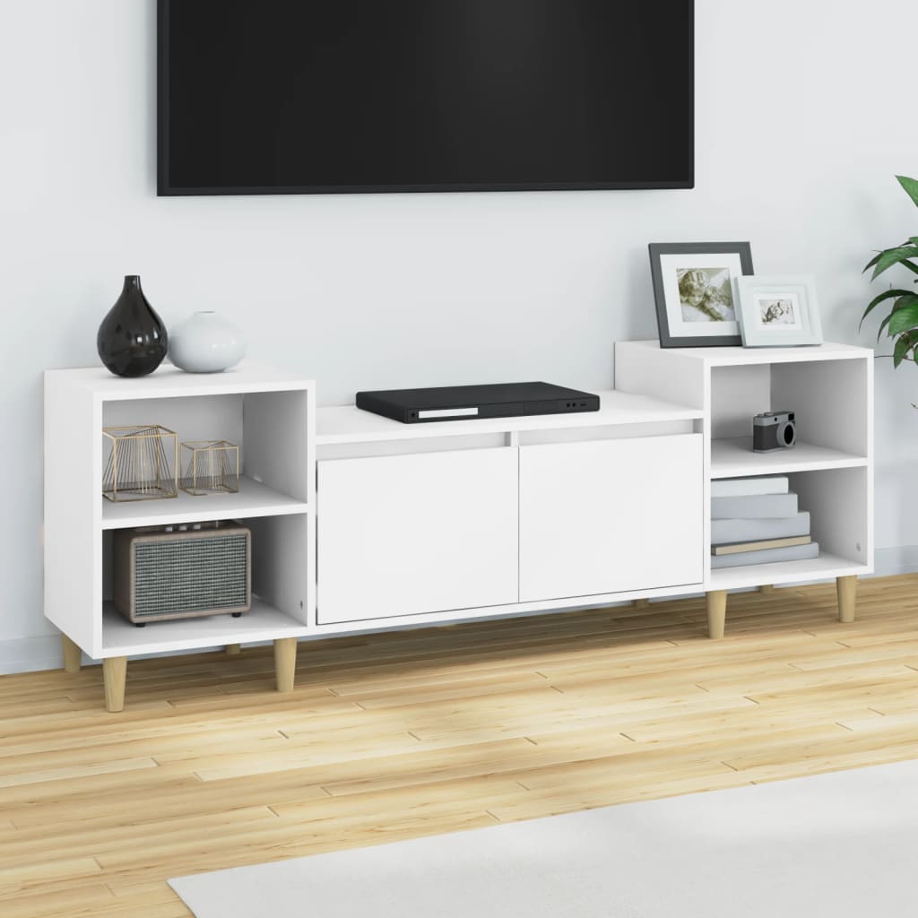 Meuble TV blanc 160x35x55 cm en bois