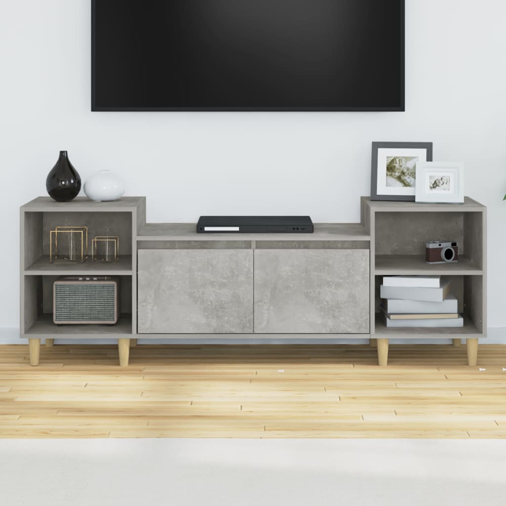 Meuble TV gris béton 160x35x55 cm en bois