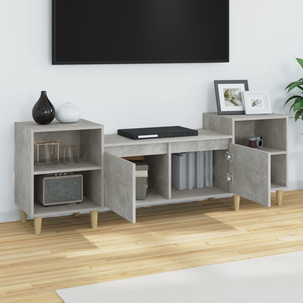 Meuble TV gris béton 160x35x55 cm en bois