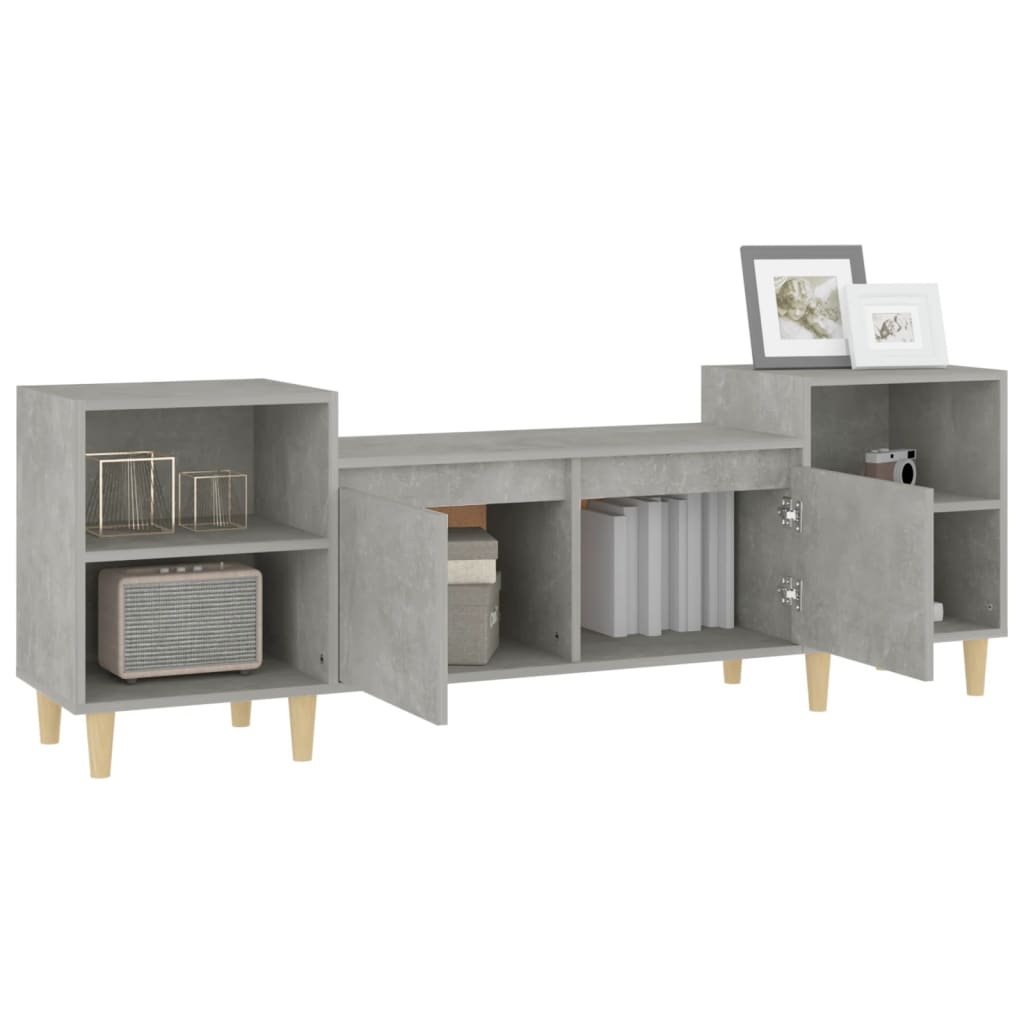 Meuble TV gris béton 160x35x55 cm en bois