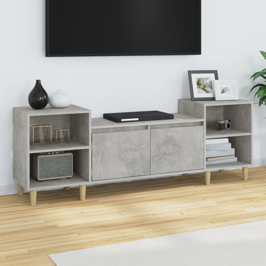 Meuble TV gris béton 160x35x55 cm en bois