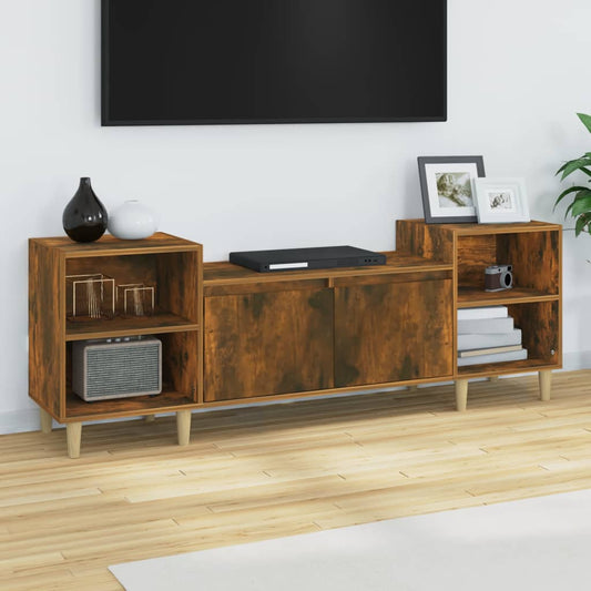 Meuble TV chêne fumé 160x35x55 cm matériau bois
