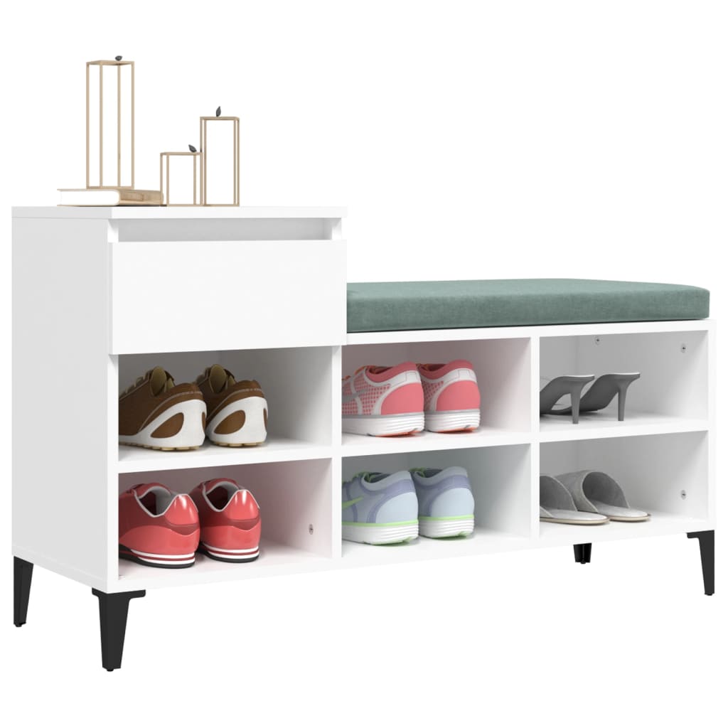 Étagère à chaussures blanc 102x36x60 cm en bois
