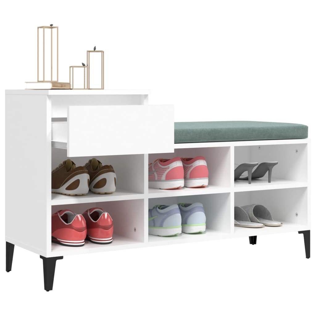 Étagère à chaussures blanc 102x36x60 cm en bois
