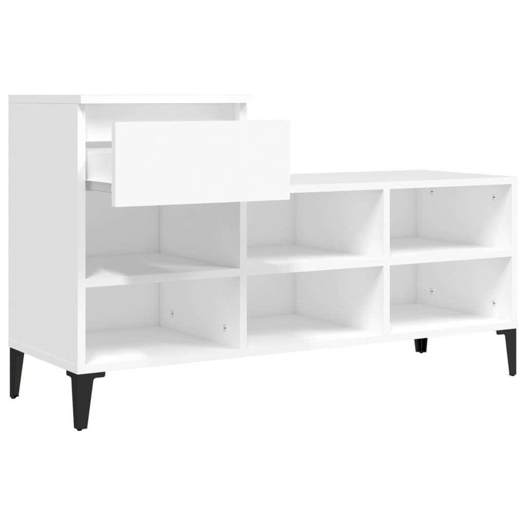 Étagère à chaussures blanc 102x36x60 cm en bois