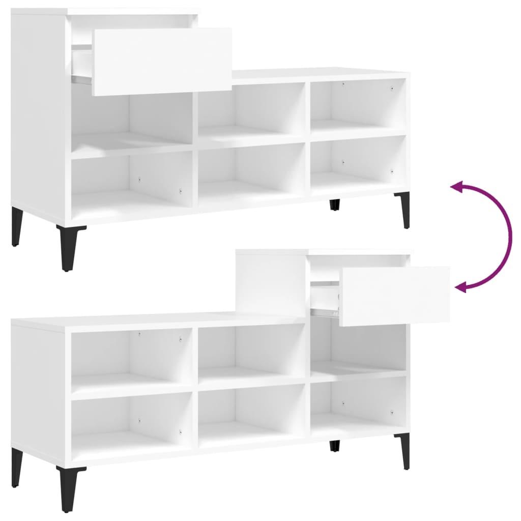 Étagère à chaussures blanc 102x36x60 cm en bois