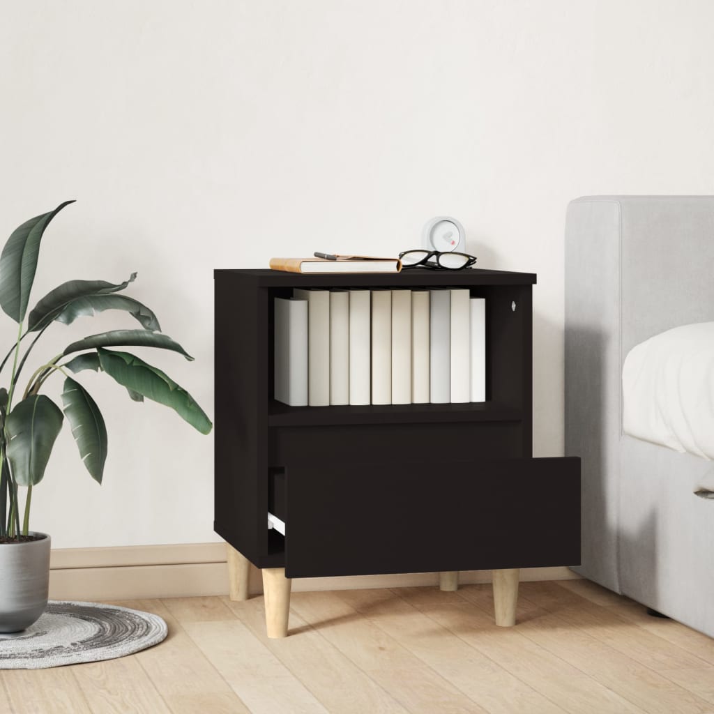 Bedside Table Black 40x35x50 cm