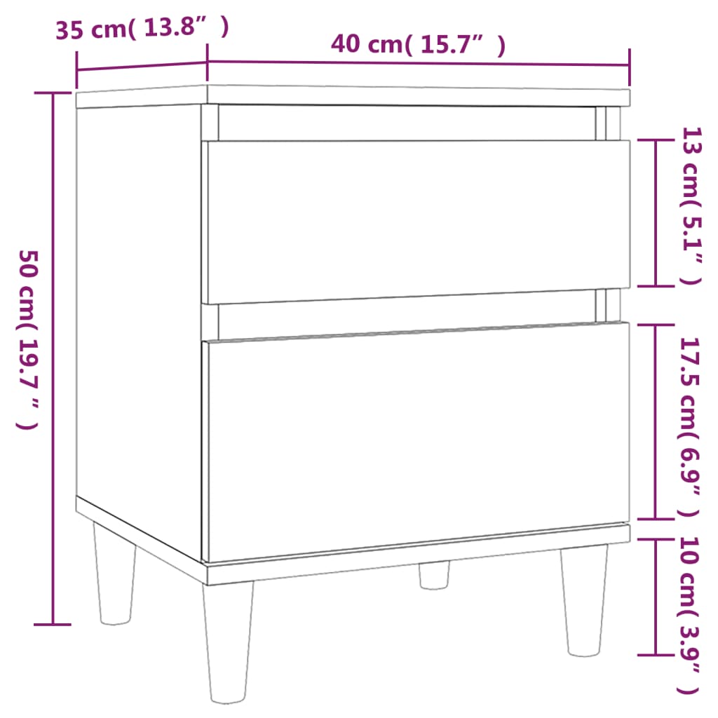 Table de chevet gris béton 40x35x50 cm