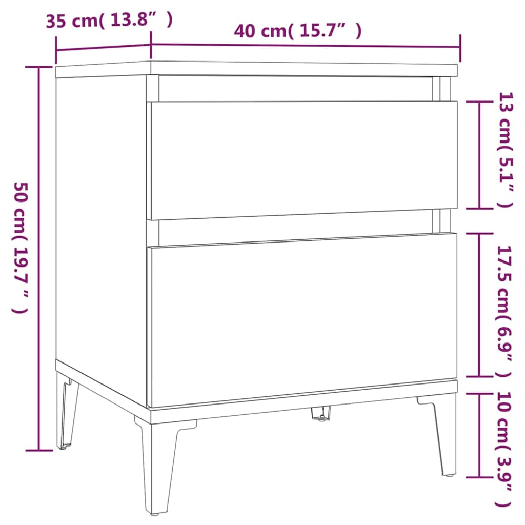 Nachttisch Betongrau 40x35x50 cm