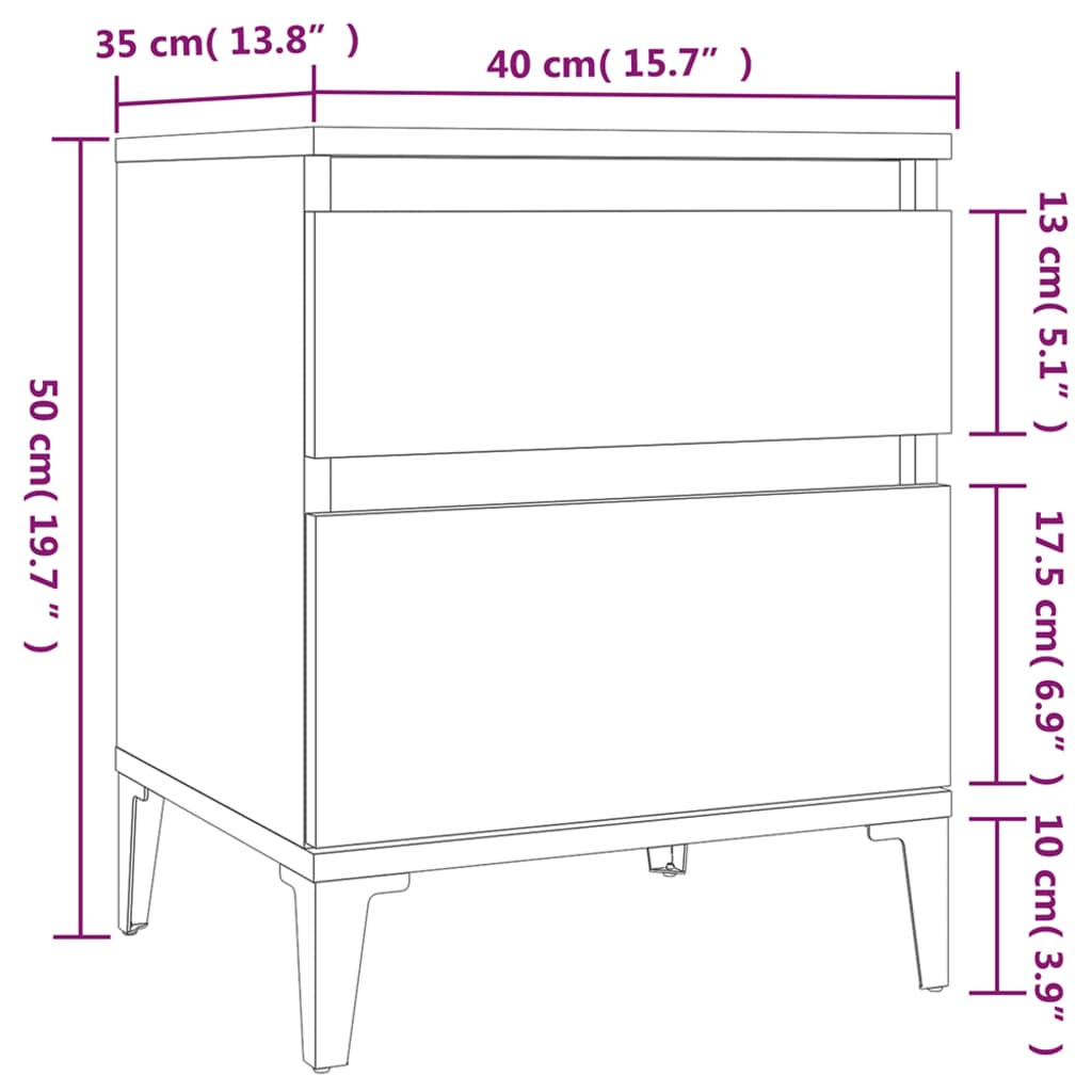 Nachttisch Braun Eichen-Optik 40x35x50 cm