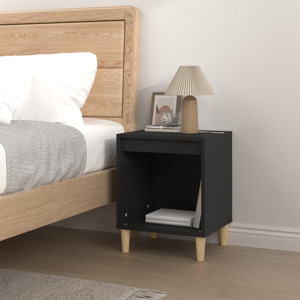 Bedside Table Black 40x35x50 cm Wood Material