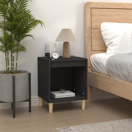 Bedside Table Black 40x35x50 cm Wood Material