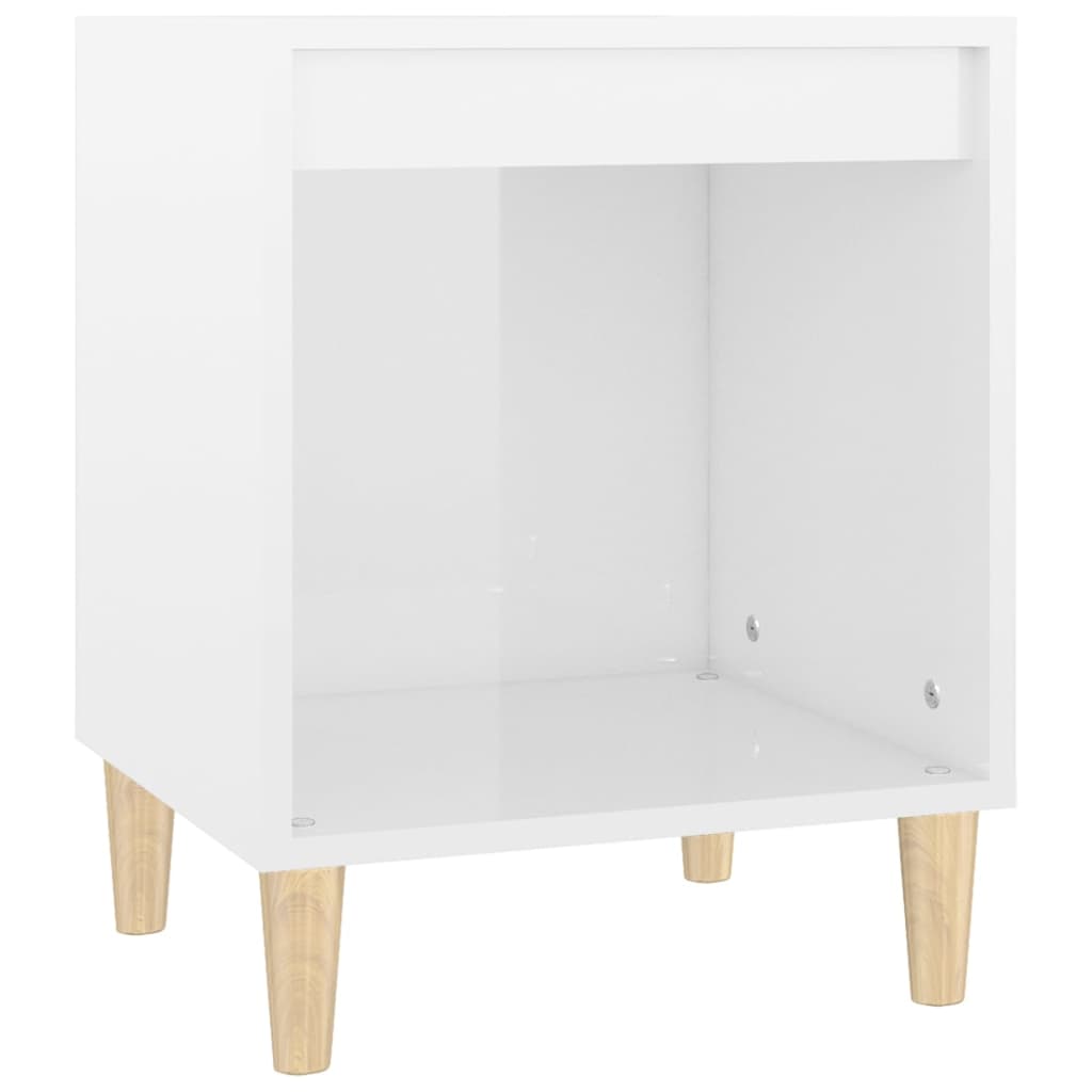 Bedside table high gloss white 40x35x50 cm wood material