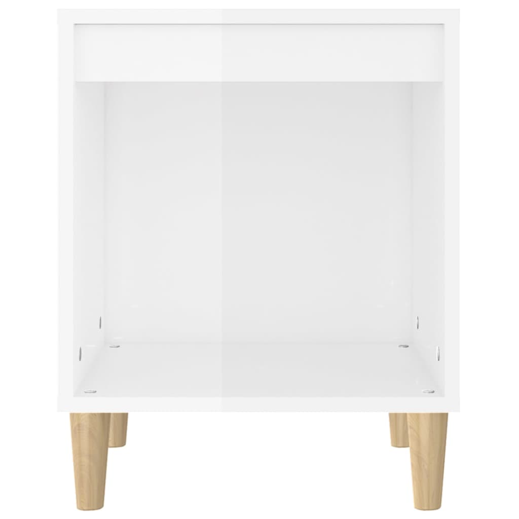 Bedside table high gloss white 40x35x50 cm wood material