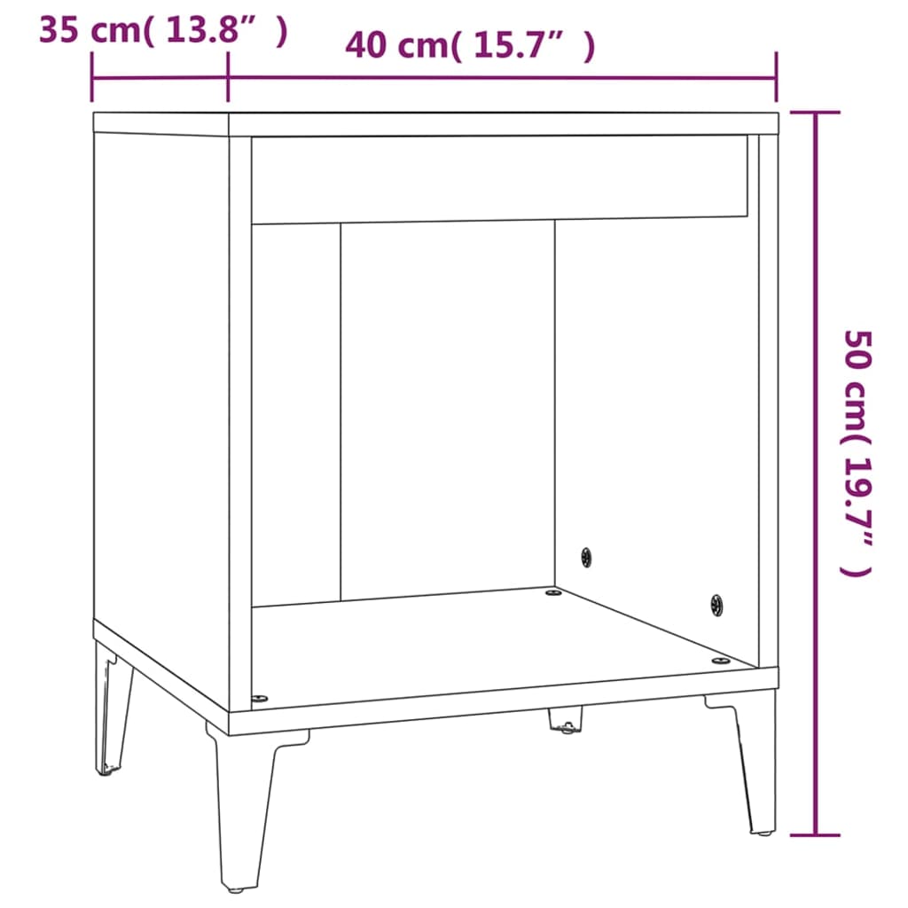 Table de chevet gris béton 40x35x50 cm