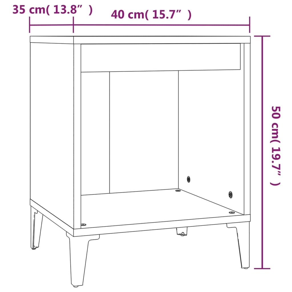 Table de chevet Gris Sonoma 40x35x50 cm