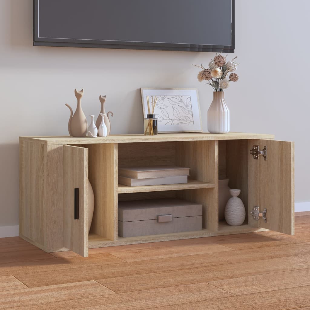 Meuble TV chêne Sonoma 100x35x40 cm matériau bois