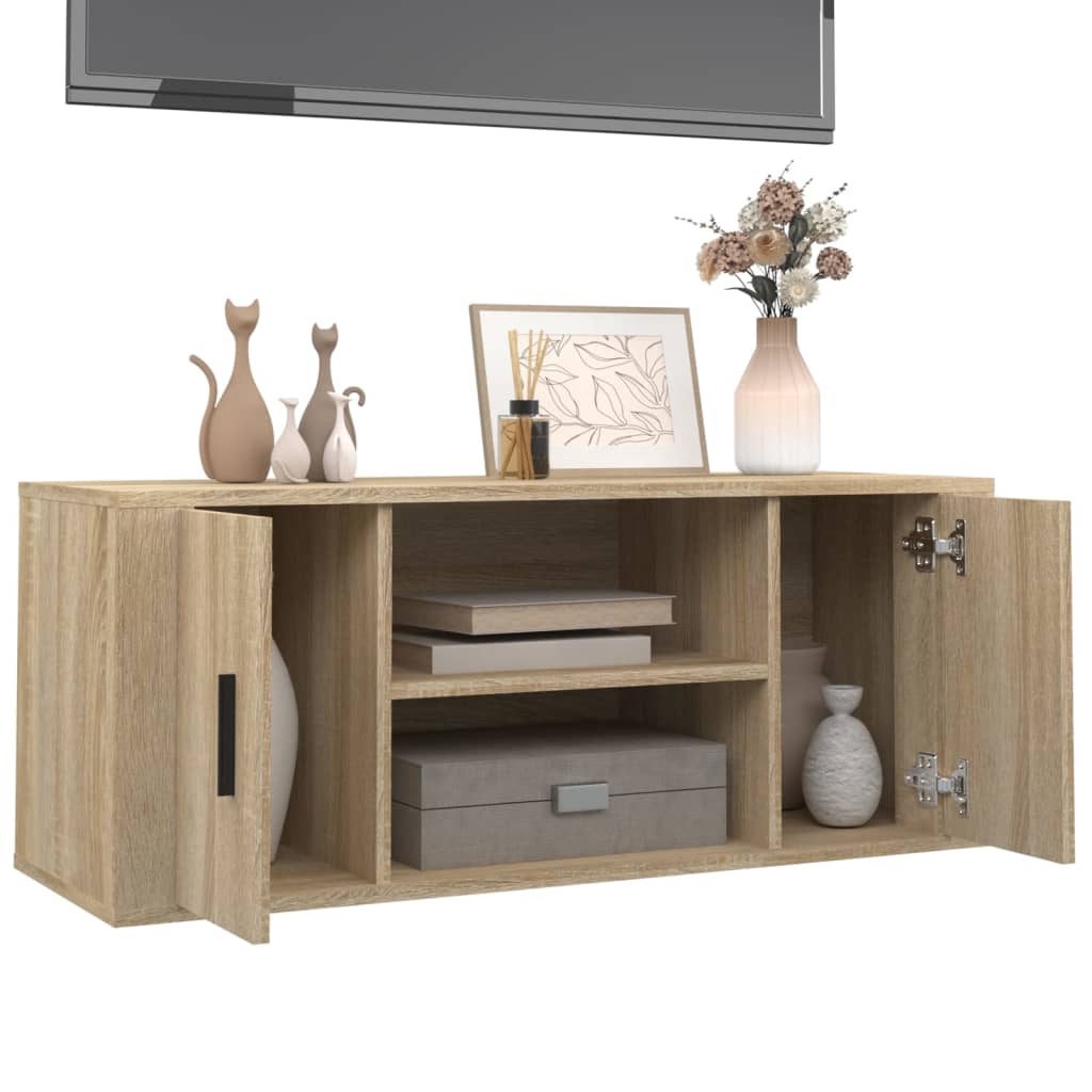Meuble TV chêne Sonoma 100x35x40 cm matériau bois